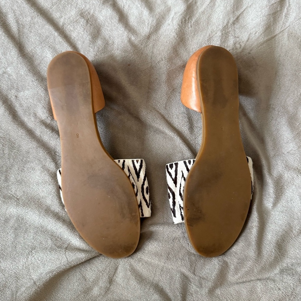 Madewell Aztec White Brown Calf Hair Sandal Size 8 - Picture 2 of 2